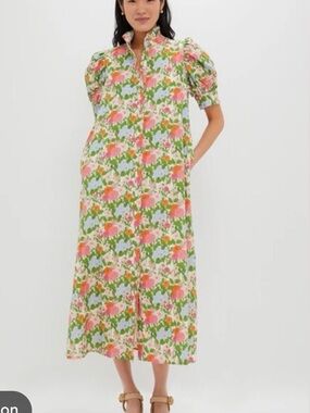 Vibrant Floral Maxi Dress in Pink & Green